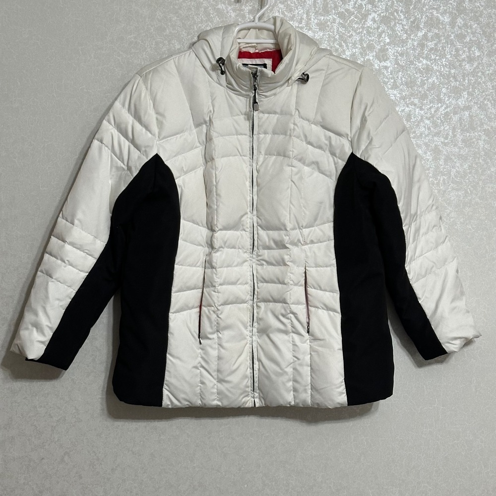 Alaska Frontier Down & Feathers Filled‎ Hooded Puffer Jacket Colorblock White 1X